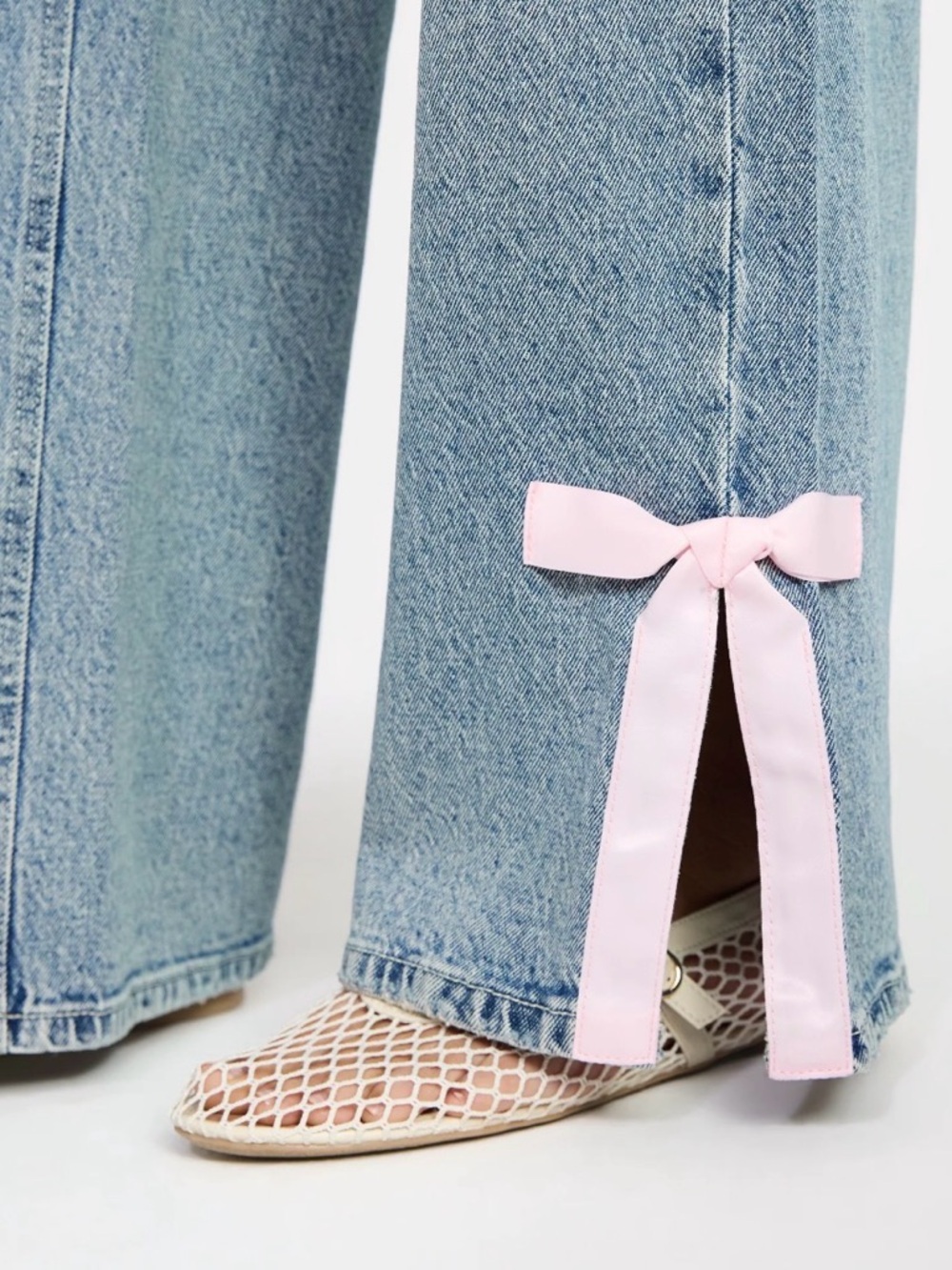 New! No Boundaries Side Bow Baggy Wide Leg Jeans Womens Size 8 - Picture 4 of 11